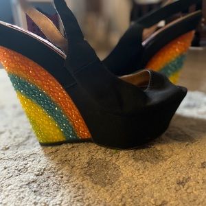 Rainbow wedge heels